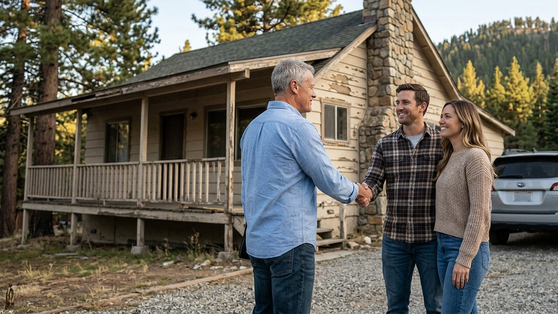 A mountain cabin with character surrounded by tall pines in the San Bernardino Mountains
